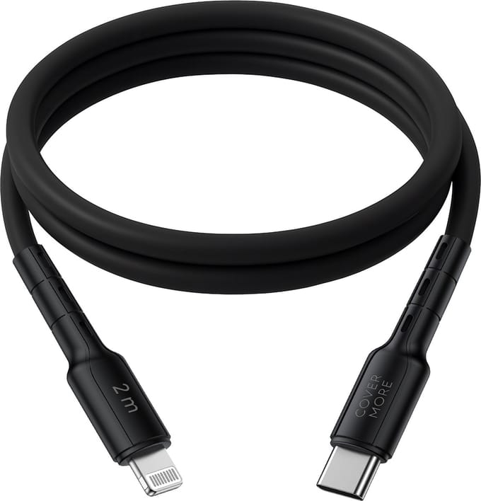 Lange oplaadkabel geschikt voor iPhone - Usb-c naar Lightning kabel - Snellader - 2 meter - Lang - Zwart