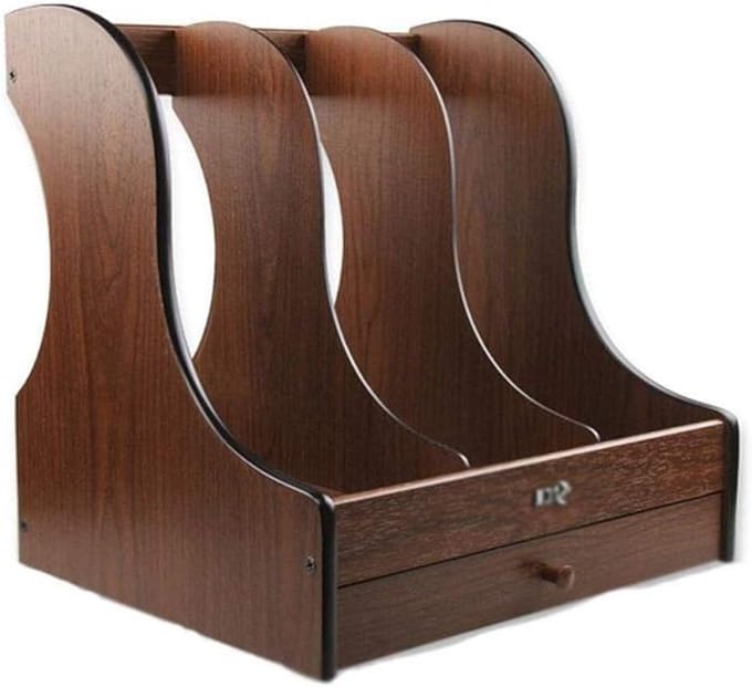 Bestandsrek Bureau - Opbergmap Organizer - Bureau Opruimen - Houten Constructie - Meerdere Lagen - Walnootkleur