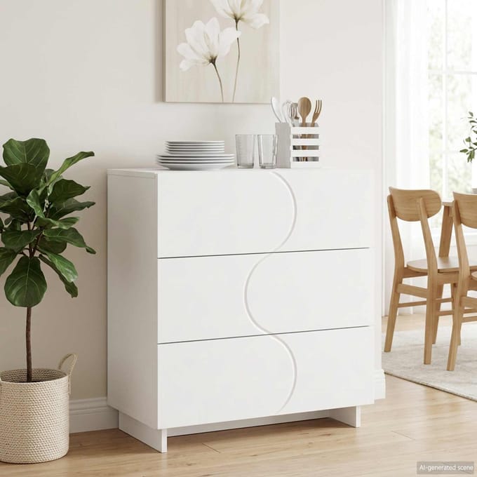 vidaXL - Dressoir - Wit - 70 - x - 38 - x - 75 - cm - Bewerkt - hout