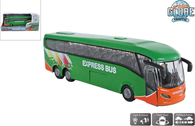 Bus die cast licht en geluid pull back 18,5cm Voertuigen