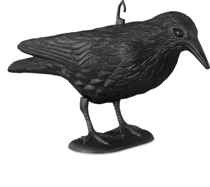 3x duivenverschrikker kraai staand - 38 cm vogelverschrikker zwart - tuinfiguur