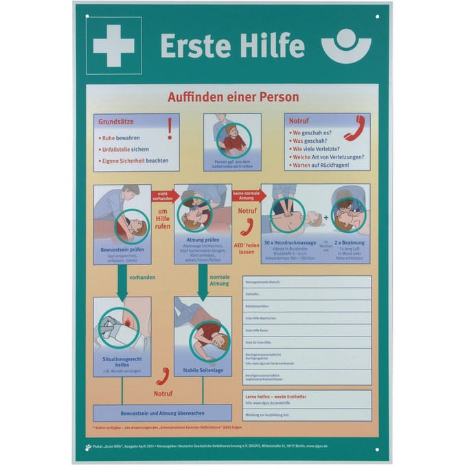 Dehn Eerste Hulp-bord BGI/GUV-I 510 Duitse taal - 700052
