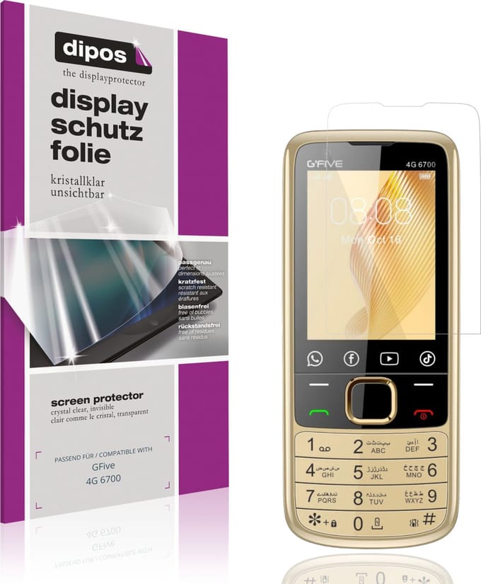 dipos – 4x Beschermfolie geschikt voor GFive 4G 6700 | Krasbestendige & heldere Screenprotector Ultra-Thin