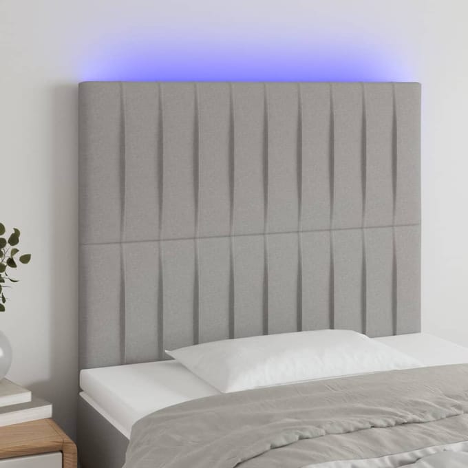 vidaXL - Hoofdbord - LED - 80x5x118/128 - cm - stof - lichtgrijs