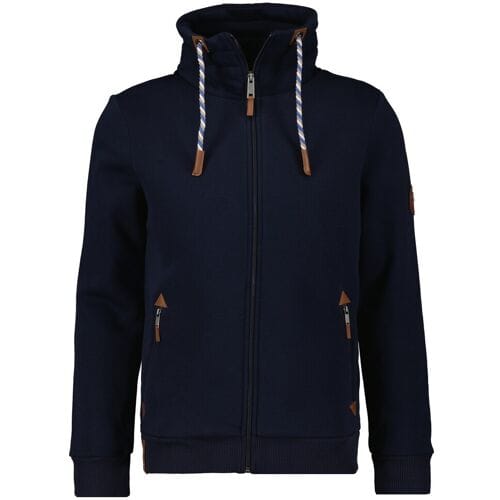 Ragman Vest High Neck Drawstring Sweat Cardigan Zip Donker Blauw / male