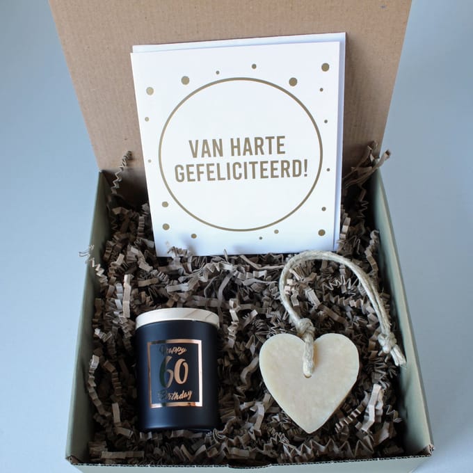 Minibox Hoera 60!! - cadeau 60 jarige - cadeau verjaardag