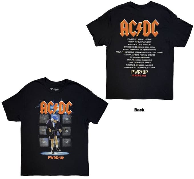AC/DC - Angus Amps EU Tour '25 Heren Tshirt - S - Zwart