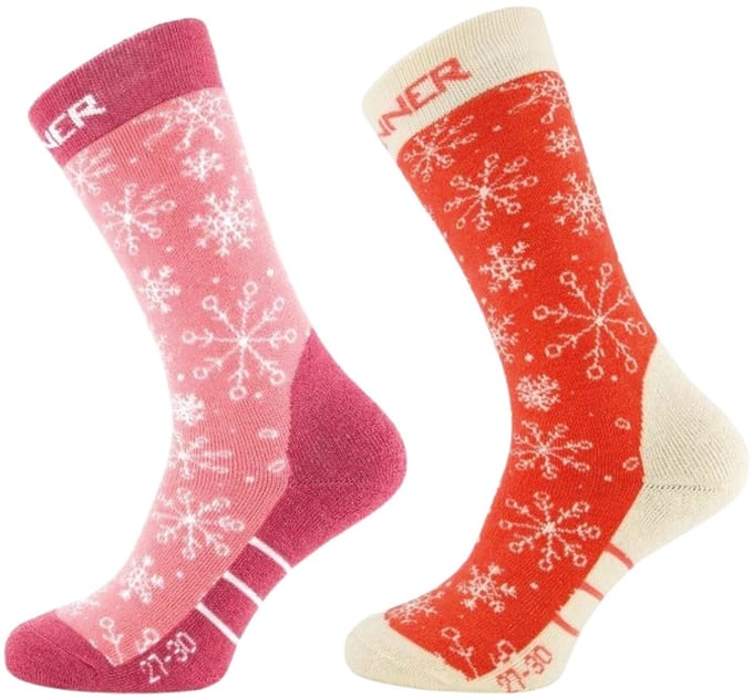 SINNER KIDS SKI SOCKS SNOW DOUBLE PACK - CORAL-PINK - Unisex - Maat 35-38
