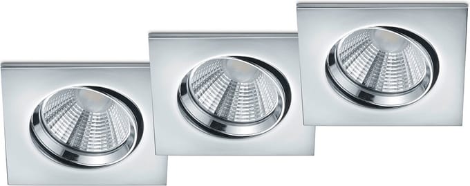 LED Spot 3 Pack - Inbouwspot - Torna Paniro - Vierkant 5W - Dimbaar - Warm Wit 3000K - Mat Chroom - Aluminium - 80mm