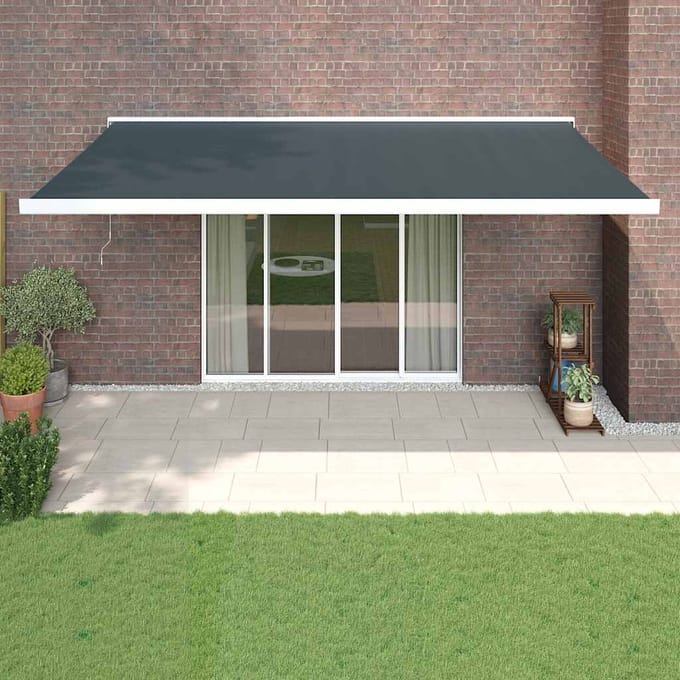 vidaXL - Uitschuifbare - luifel - Antraciet - met - Witte - Frame - 5 - x - 3 - m