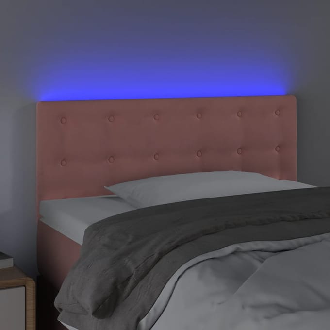 vidaXL - Hoofdbord - LED - 80x5x78/88 - cm - fluweel - roze