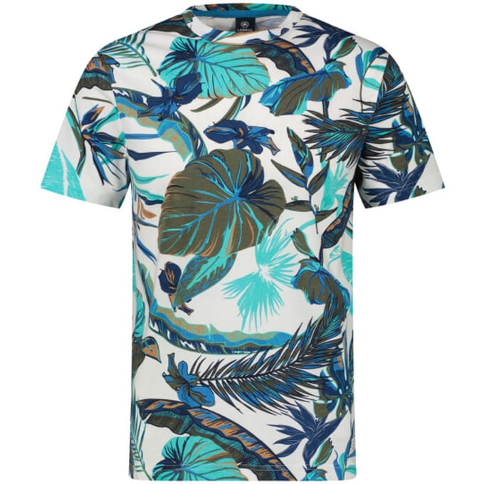 Lerros - T-shirt - Mannen - L - 103 BROKEN WHITE - Katoen - 2463086