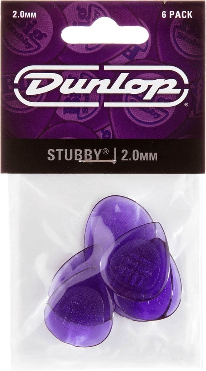 Jim Dunlop Stubby - Plectrums - Stubby Jazz - 2,00 mm - Player's Pack 6 Stuks