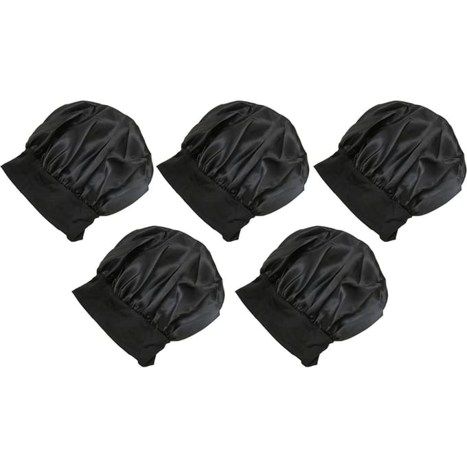 5 STUKS Slaapmuts Zijde Stof Brede Band Satijnen Bonnet Ademende Hoofdband Bonnets black