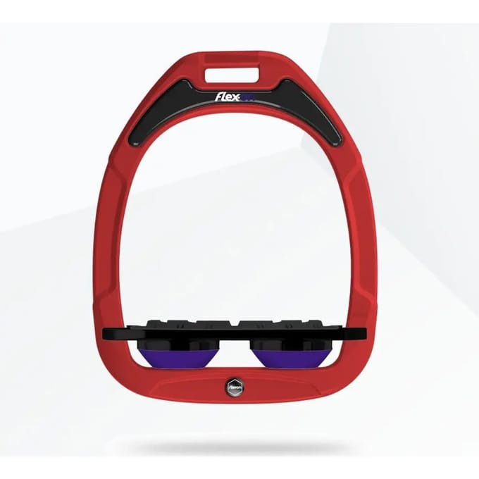 Platte Grip Stijgbeugels Rood/Zwart/Paarse Flex-On Green Composite