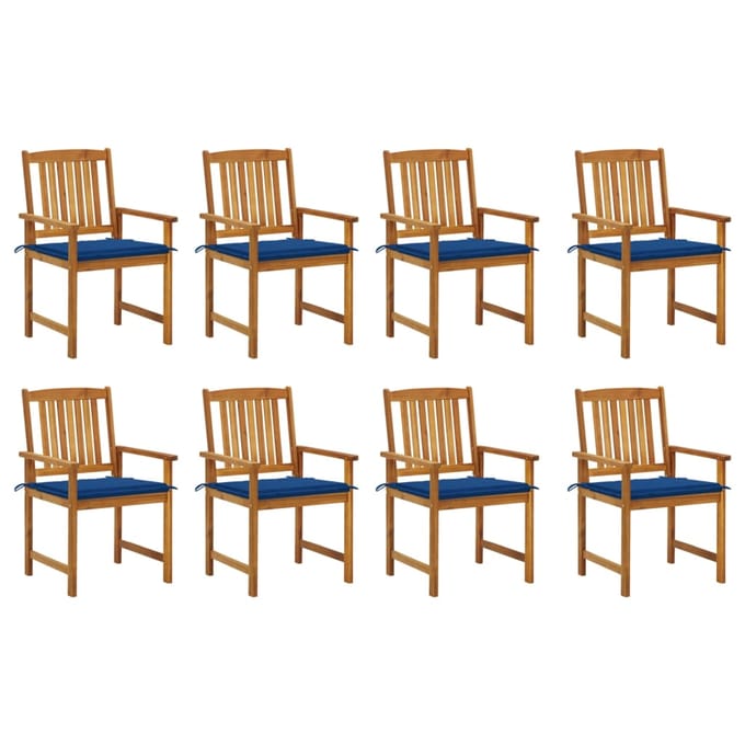 vidaXL - Tuinstoelen - 8 - st - met - kussens - massief - acaciahout