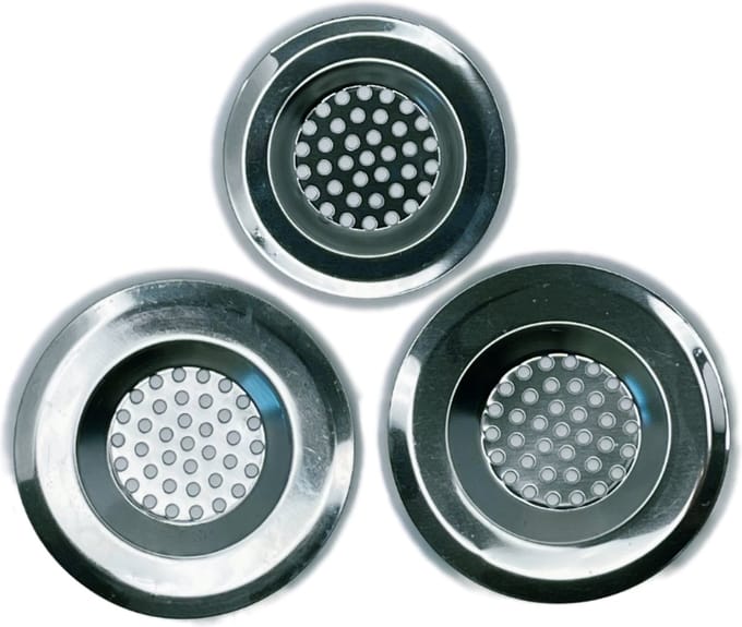 3BMT® Gootsteen Zeef - Afvoerzeef set van 3 - 75 mm en 65 mm - RVS