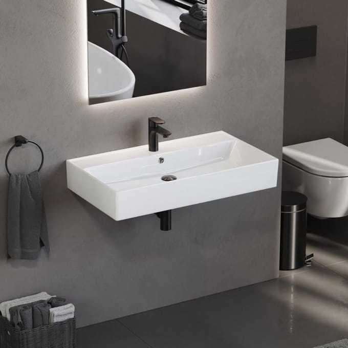 Vierkante keramische wastafel voor gastentoilet – 60 x 46 cm, modern ontwerp