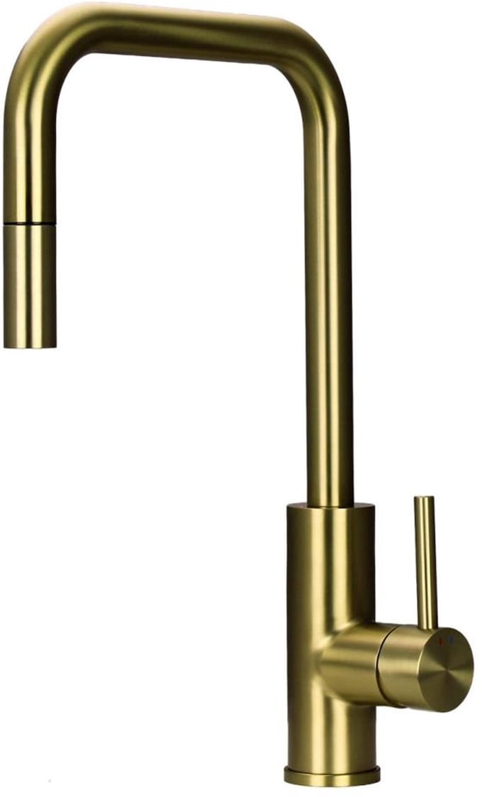 Gouden keukenkraan uittrekbare uitloop PLXSQUA-60 Pure.Sink