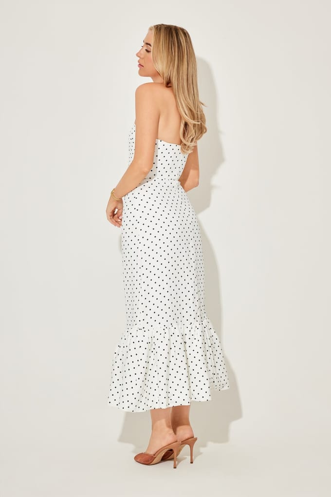 Odd Muse Strapless Peplum Midi Dress White & Polka Dot Taglia: M | Abiti Midi Outlet | Donna | Bianco