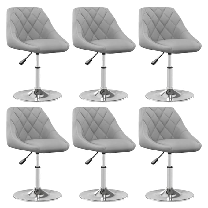 vidaXL - Eetkamerstoelen - draaibaar - 6 - st - fluweel - lichtgrijs