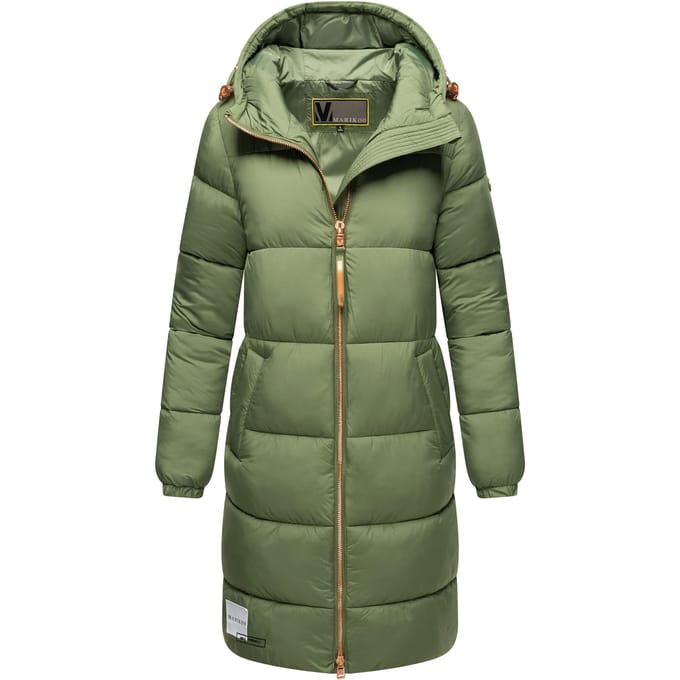 Marikoo lange dames gewatteerde winterjas met capuchon – Nomadiaa