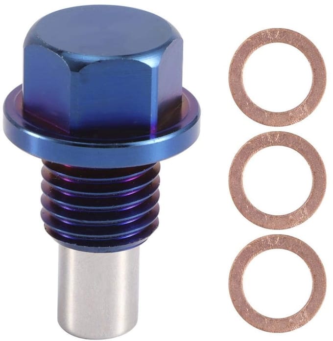 Dailygoody - Olie Afvoer Plug - Magnetisch - Aluminium - Blauw + Wit
