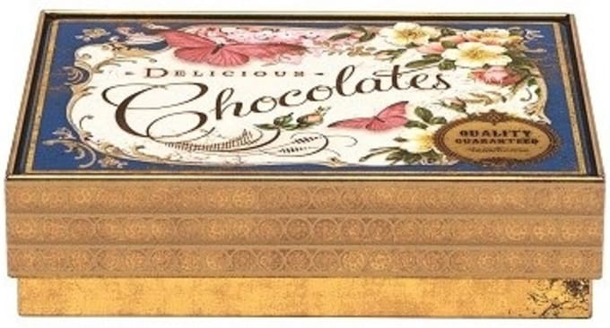 Blikje Chocolates delicious vlinder 14,8x11,2x4cm