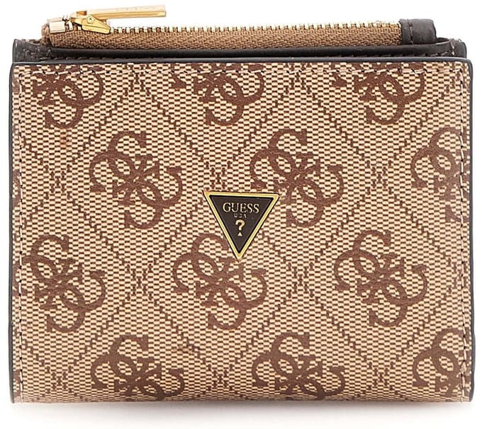 GUESS portemonnee Milano Bifold Top Zip Wallet Beige Brown Lichtbruin