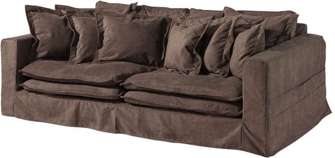 MASSIVMOEBEL24.DE bank met hoezen taupe 92% polyester 236x138x76 cm (BxTxH) SOFAS gemonteerd