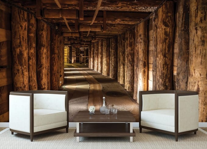 Wood Tunnel Mine Photo Wallcovering