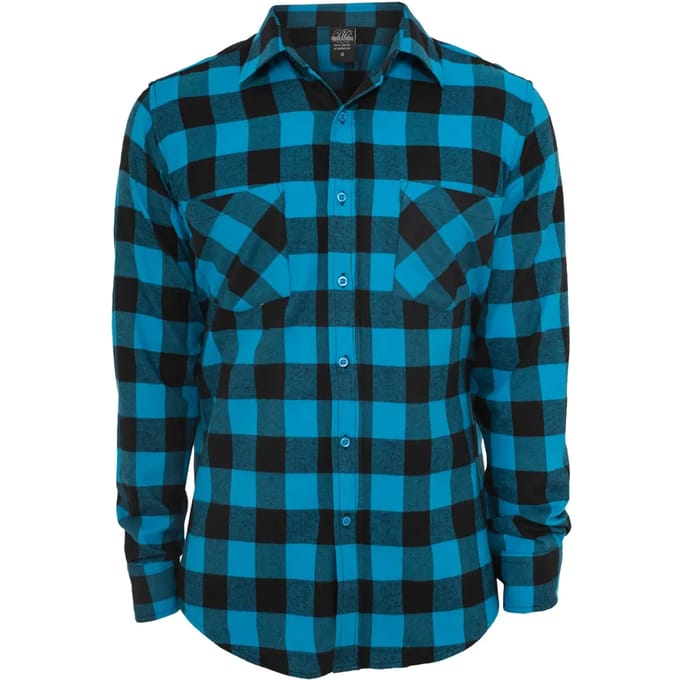 Urban Classics Overhemd -M- Checked Flanell Zwart/Blauw