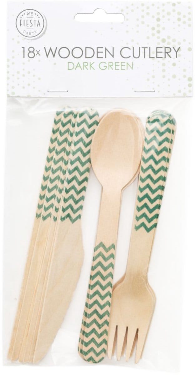 Bestek - Hout - Westland - Groen wit - 18dlg**