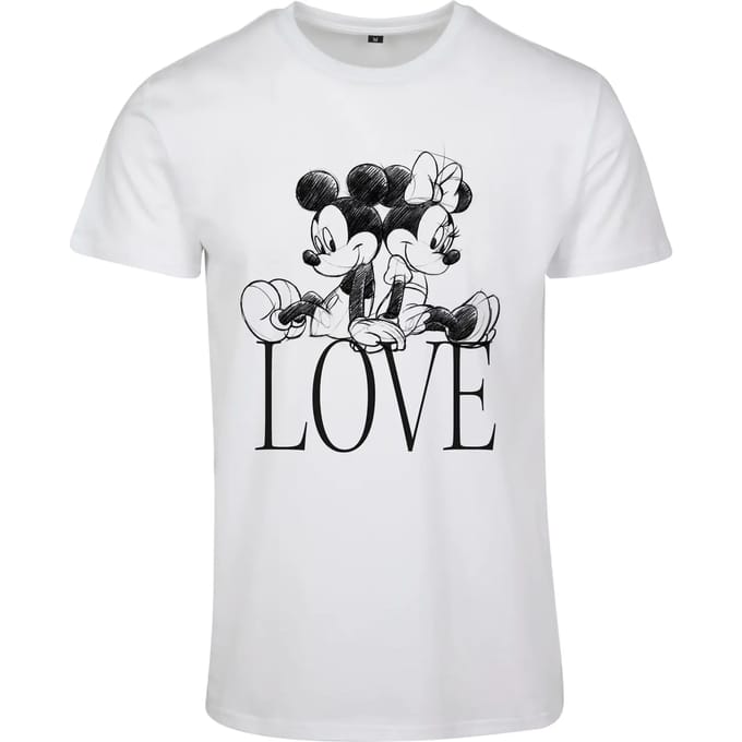 Merchcode Mickey Mouse - Minnie Loves Mickey Dames Tshirt - L - Wit