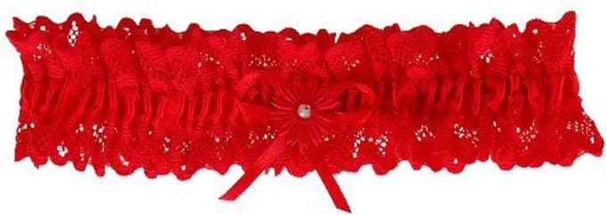 Kousenband grote maat - rood kant