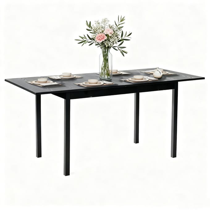 Meubles Cosy Uitschuifbare eettafel – 120-160 cm – Zwarte houtlook