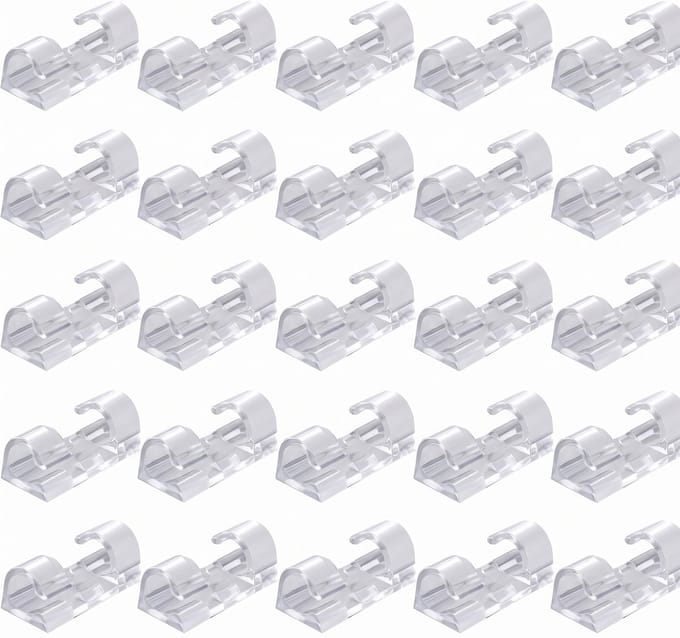 Kabelclips - 20 Stuks - Kabelhouder - Transparant - Zelfklevend - Kabelbinder - Kabel organiser - OXILO