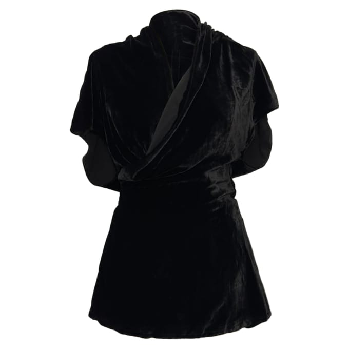 Rick Owens wikkelblouse in zwart fluweel
