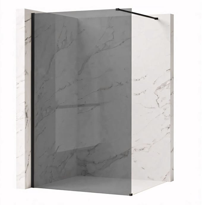 Rea Flexi Grey 140 - Gehard Glas 8 Mm (Grijs) - Douchewand - Zwart120X140X195Cm
