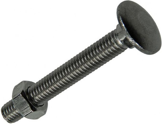 Sam rvs Houtbout Met Moer M8 X 60 mm. lang. 3 stuks Slot bouten.