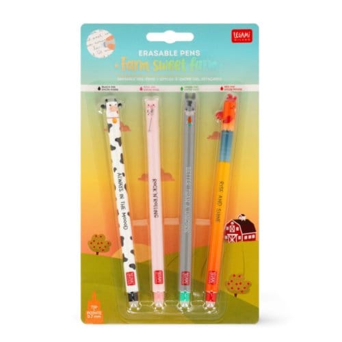 Legami set van 4 uitwisbare gelpennen - farm sweet farm