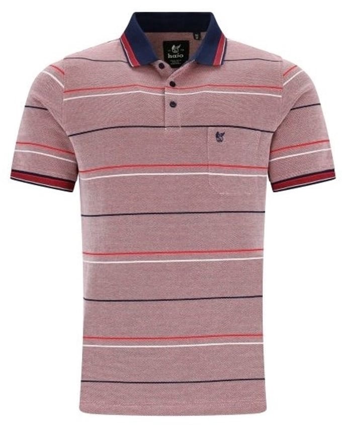 Hajo - Poloshirt Piqué - heren- rood gestreept - maat M