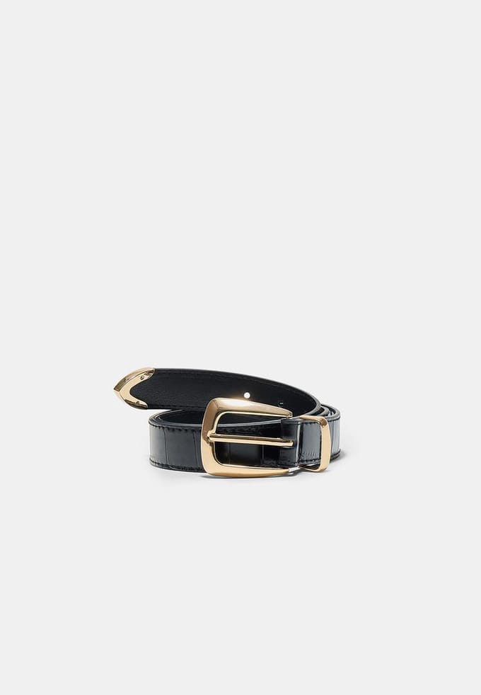 Stradivarius Riem met krokodillenmotief  Zwart 90
