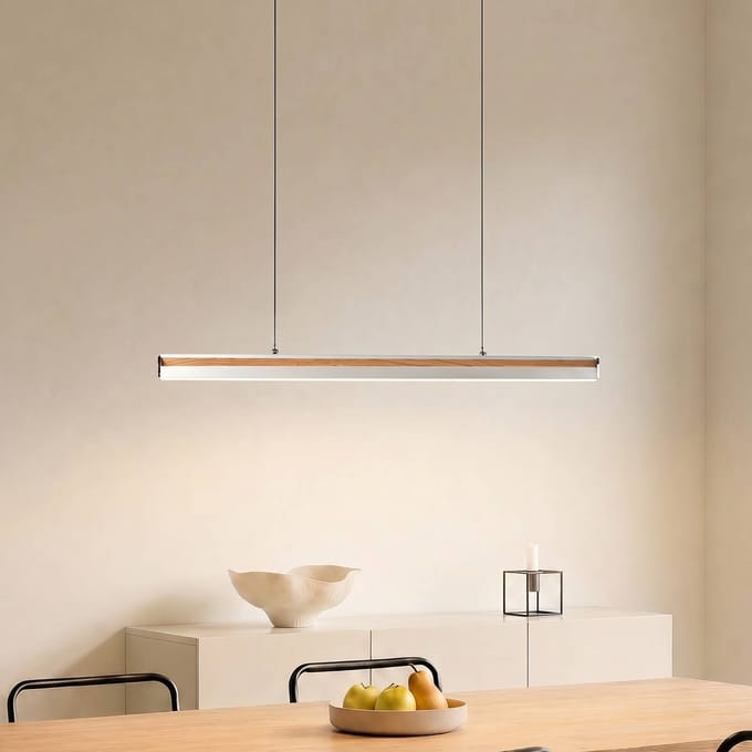Lucande LED hanglamp Lutana, roségoud/houtkleurig, 101 cm