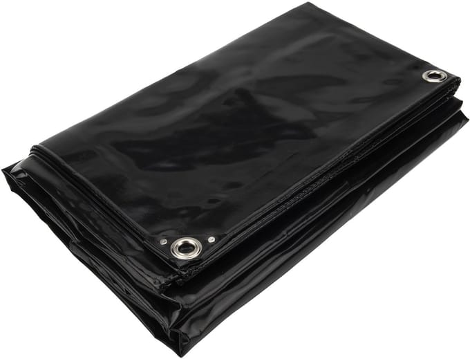 3,5x7 Afdekzeil PVC 650gr - Gitzwart 9005 - zeilringen iedere 50cm