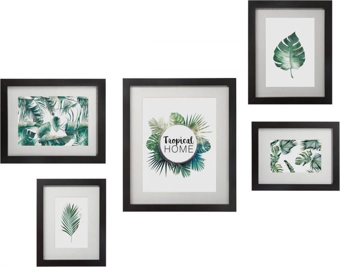 Set van 5 Zwarte Fotolijsten - Decoratieve Wanddecoratie