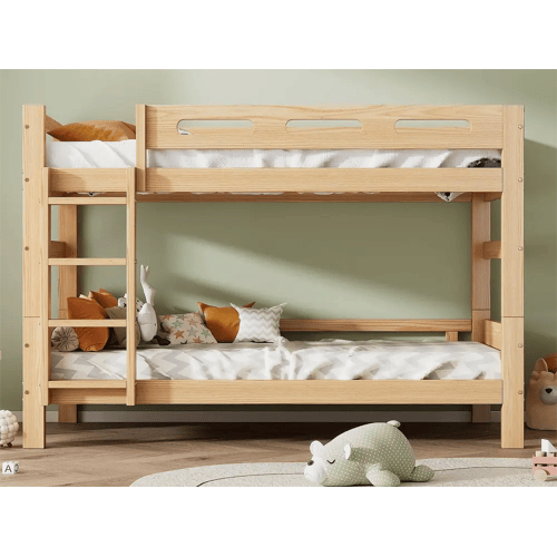 Merax Stapelbed - 2x90x200 cm - frame grenen - inclusief boxspring - natuurlijke kleur