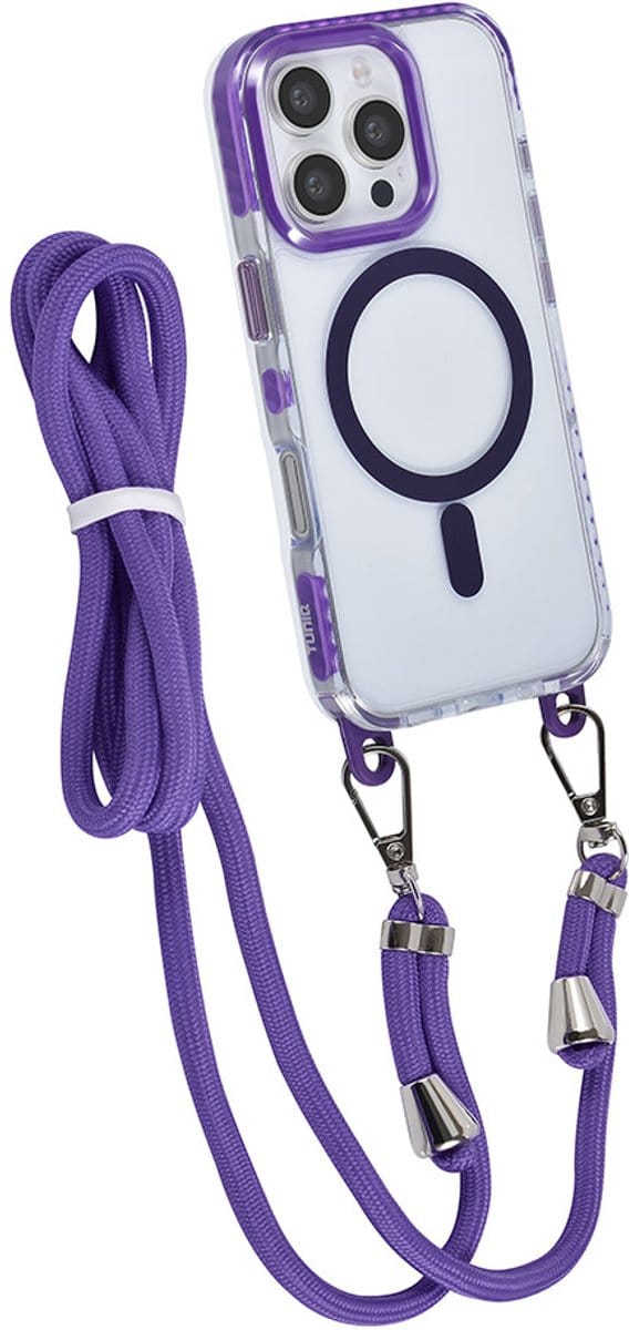 TUNIQ iPhone 16 Pro Hoesje met Koord - MagSafe Compatible - Paars