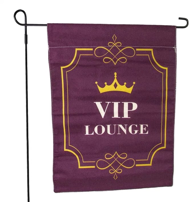 Vlag met stok "V.I.P. LOUNGE", linnen, 32x45 stok 90cm