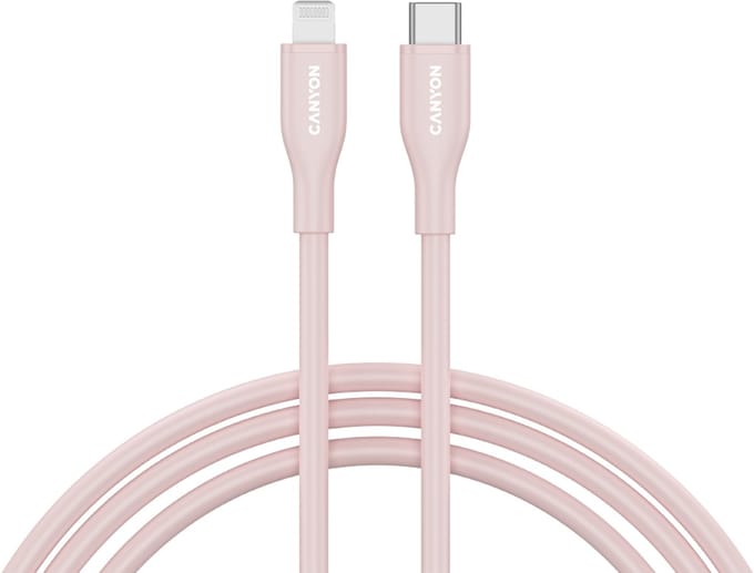 Canyon CLNM60 Serie - USB-C naar Lightning Kabel - 60W - 1m - Roze Silikon
